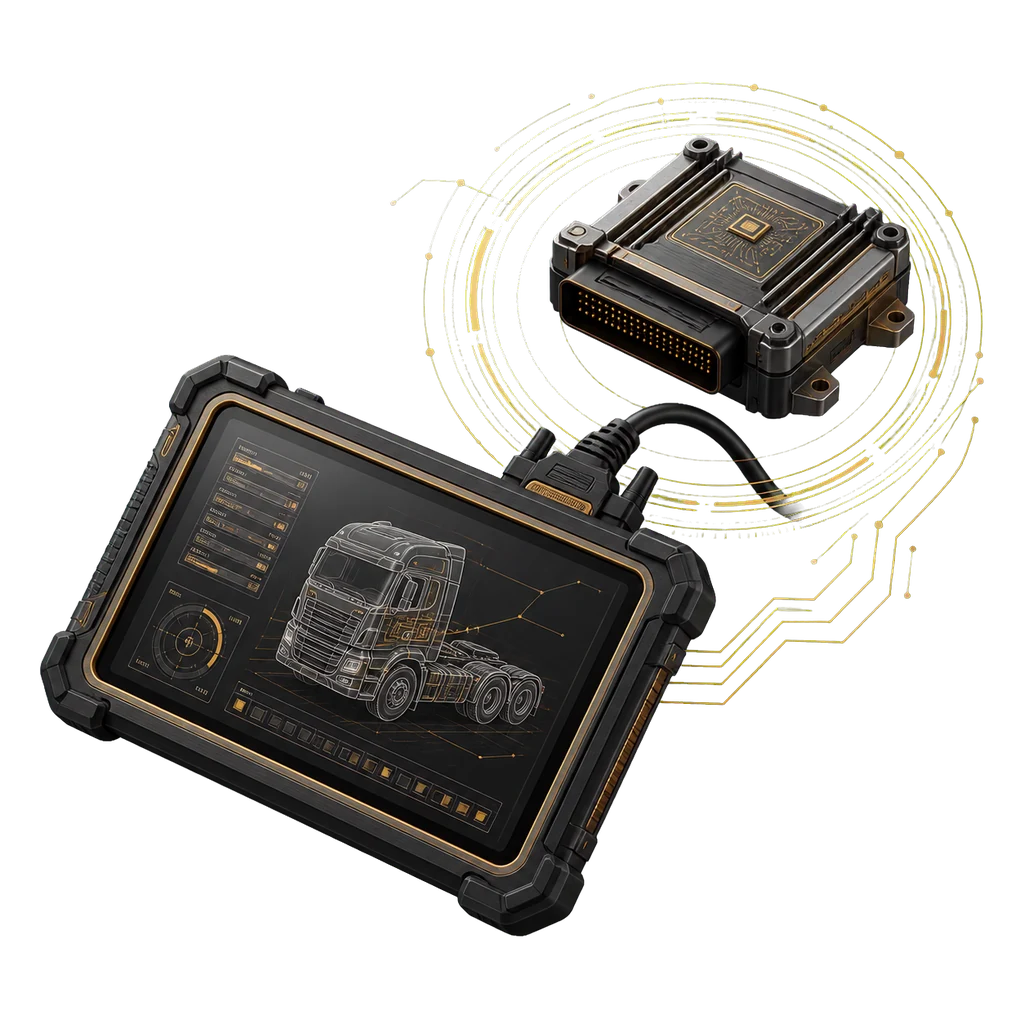 Advanced commercial vehicle diagnostic tablet and ECU