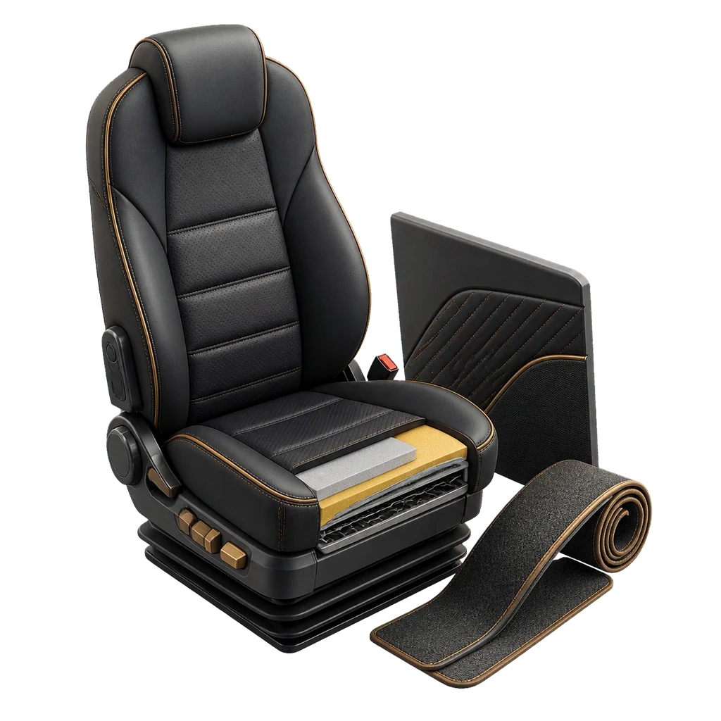Premium commercial vehicle seat and upholstery materials